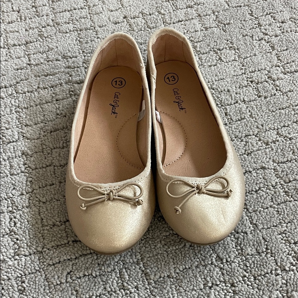 Cat & Jack Shimmering Gold Flats with Bow